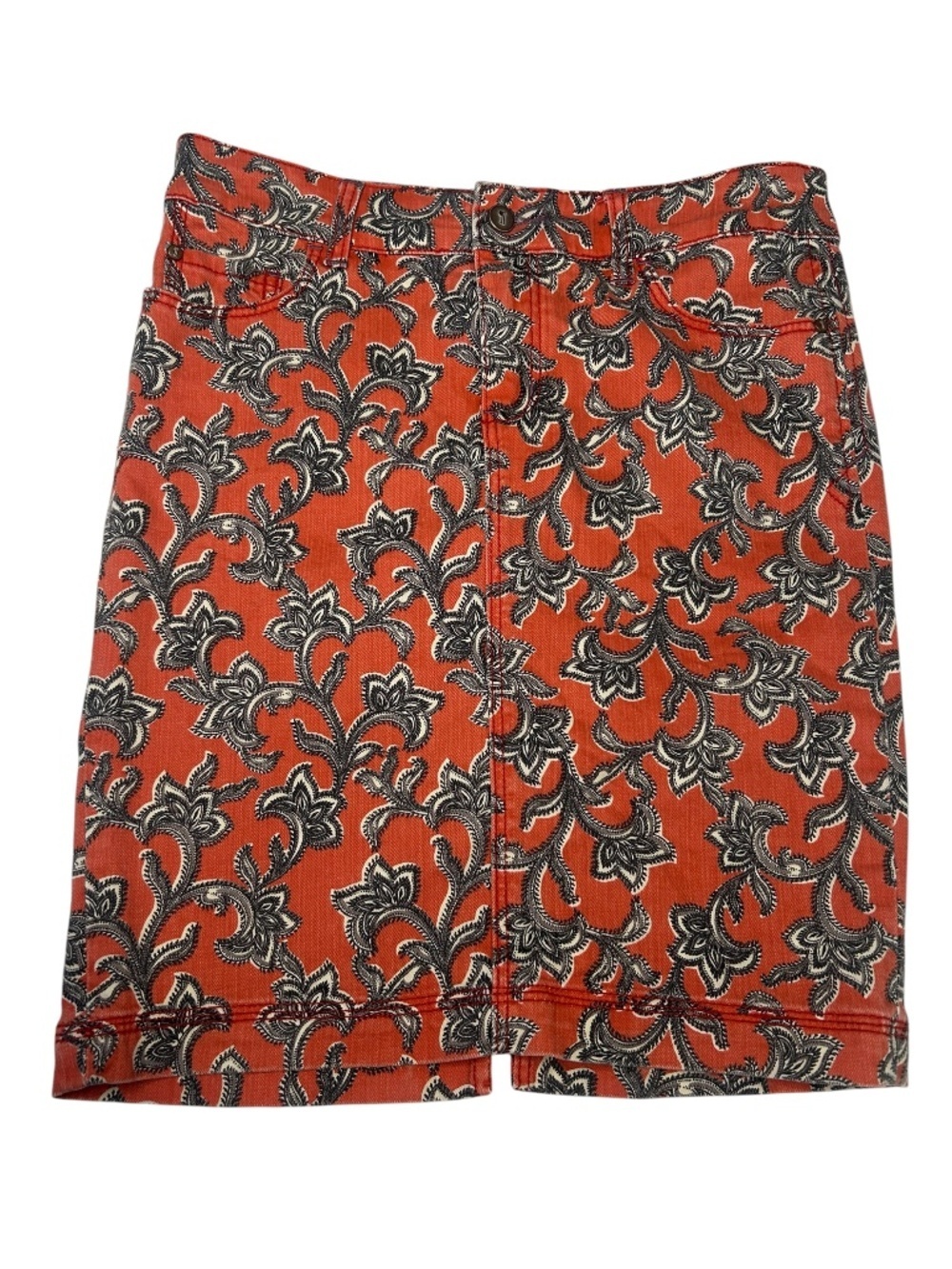 Anthropology Pilcro And The Letter Press, Paisley Denim Skirt Size 27